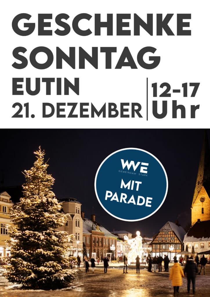 Plakat zum Verkaufsoffenen Geschenke-Sonntag am 21.12.2025 in Eutin